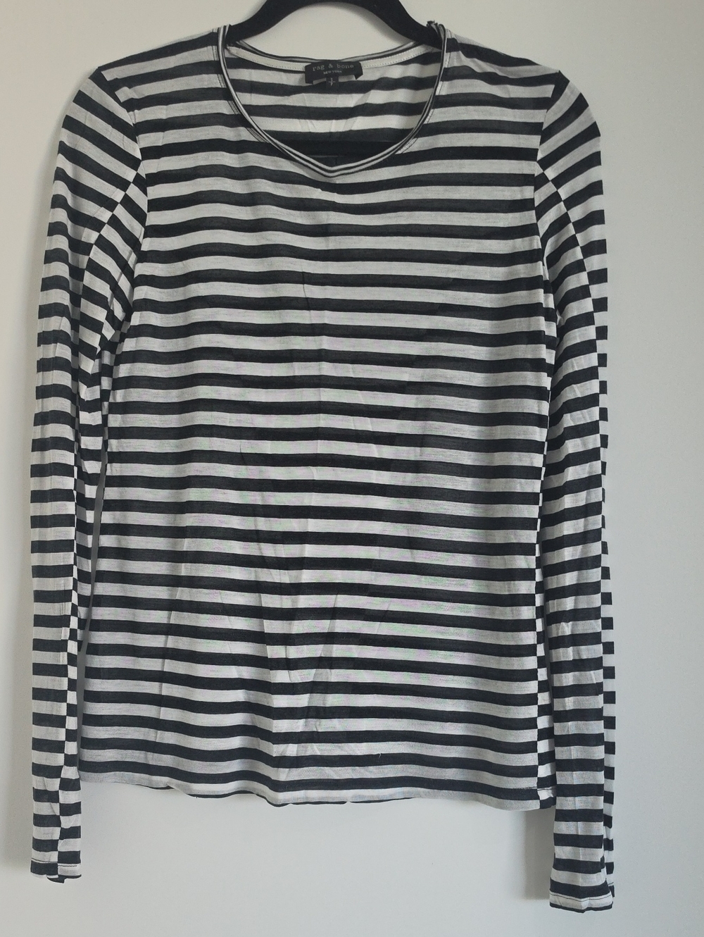 rag & bone Black and White Striped Long-Sleeve Tee